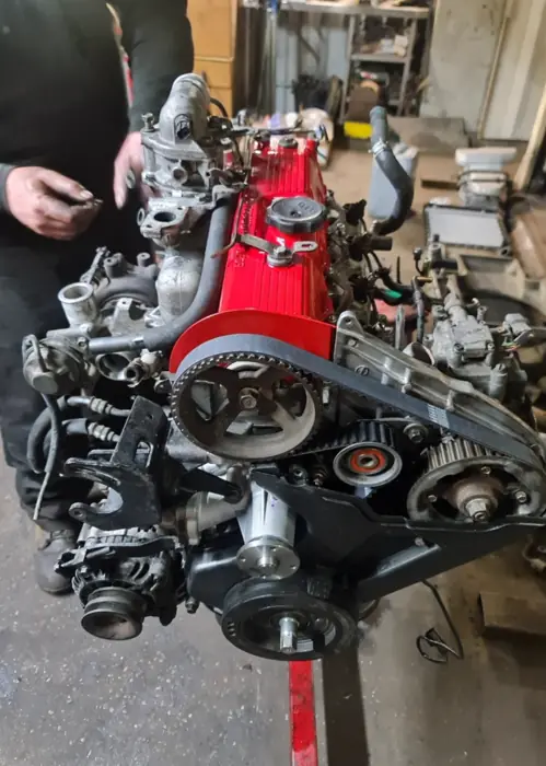 A 4D56 engine on the bench at Staffordshire Truck Company