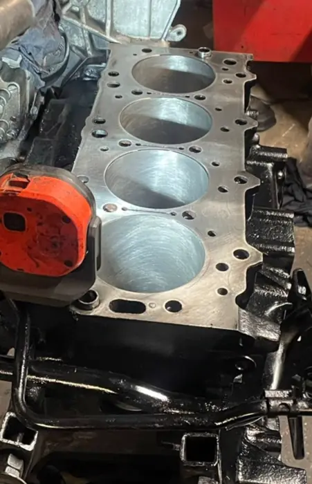 A 4D56 engine on the bench at Staffordshire Truck Company