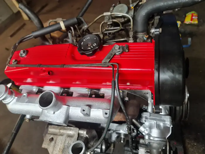 A 4D56 engine on the bench at Staffordshire Truck Company