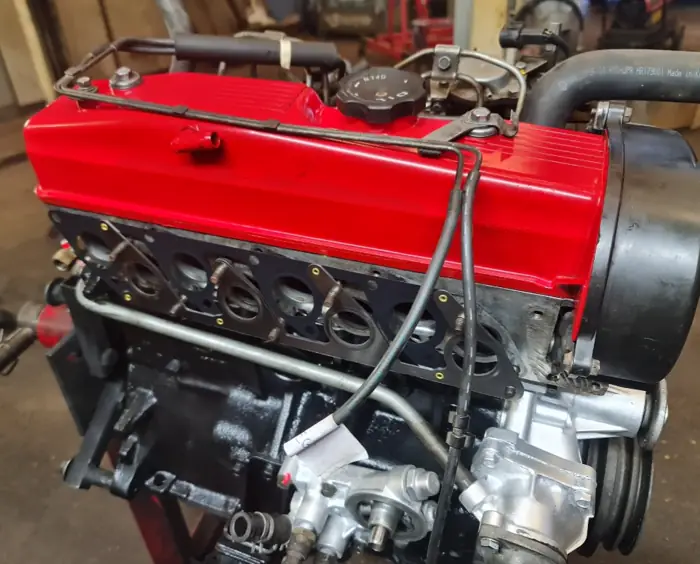 A 4D56 engine on the bench at Staffordshire Truck Company