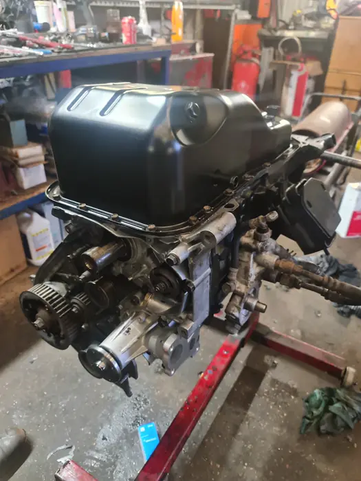 A 4D56 engine on the bench at Staffordshire Truck Company