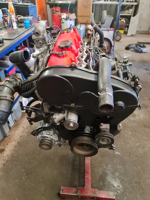 A 4D56 engine on the bench at Staffordshire Truck Company