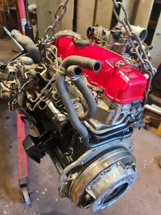 A 4D56 engine on the bench at Staffordshire Truck Company
