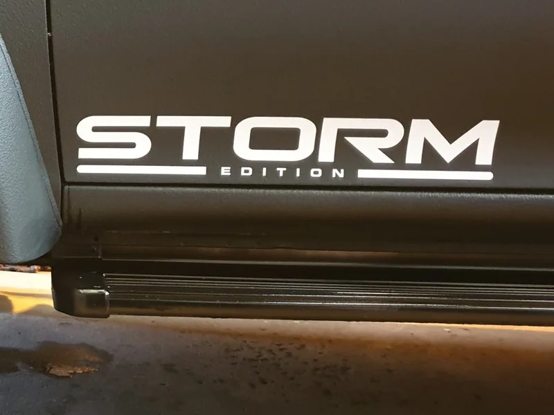 The STORM EDITION decal on the door